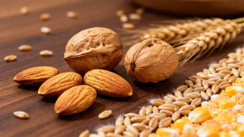 坚果谷物丰收图图片