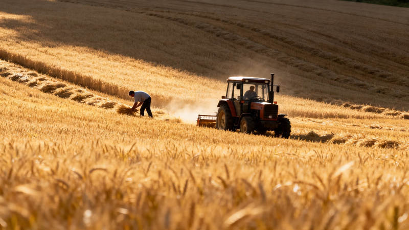 麦田收割 人机协作忙图片