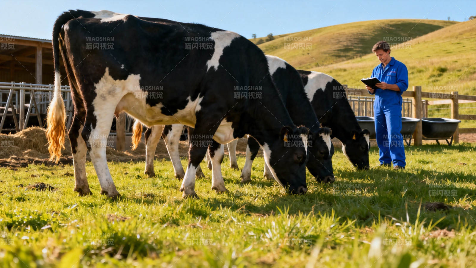 牧场工人记录牛群数据图片