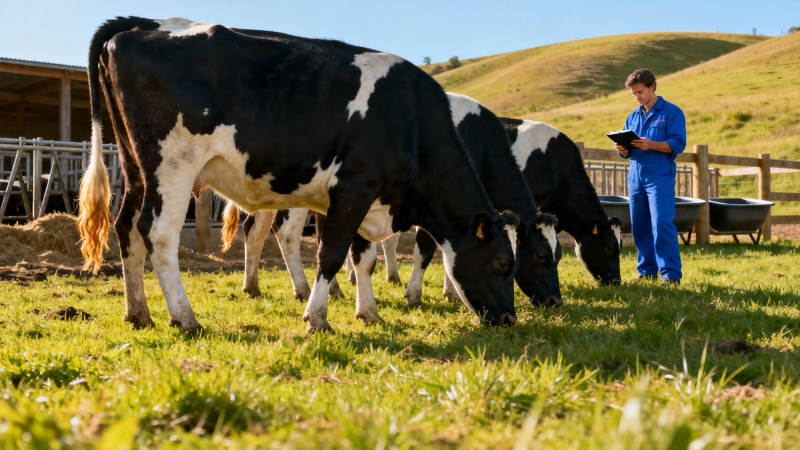 牧场工人记录牛群数据图片