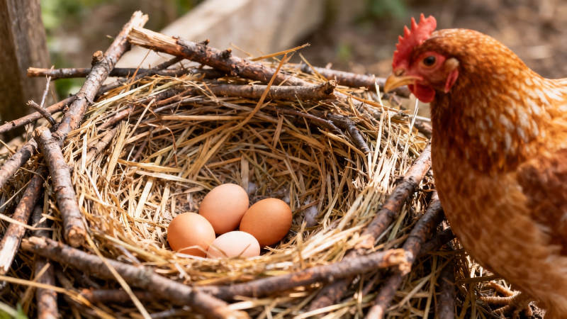 母鸡守巢护四蛋图片