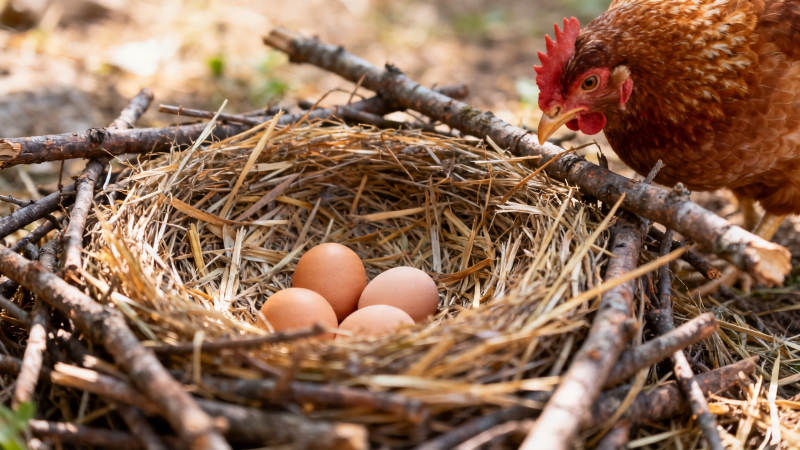 母鸡守巢 四蛋待孵图片