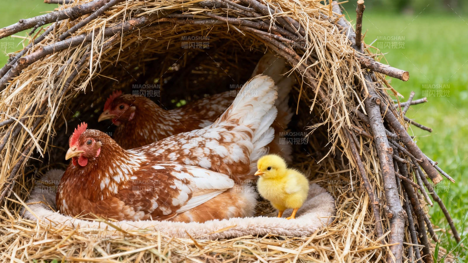 鸡窝里的温馨一家图片