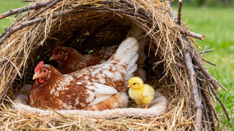 鸡窝里的温馨一家图片