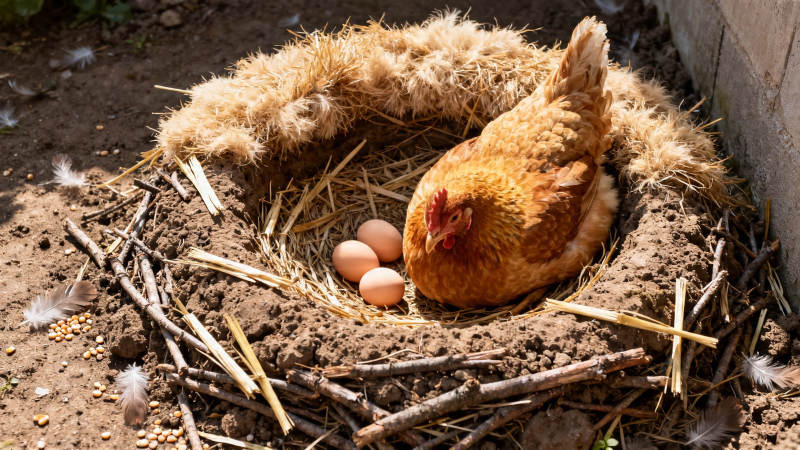 母鸡孵蛋 温暖巢中守候图片