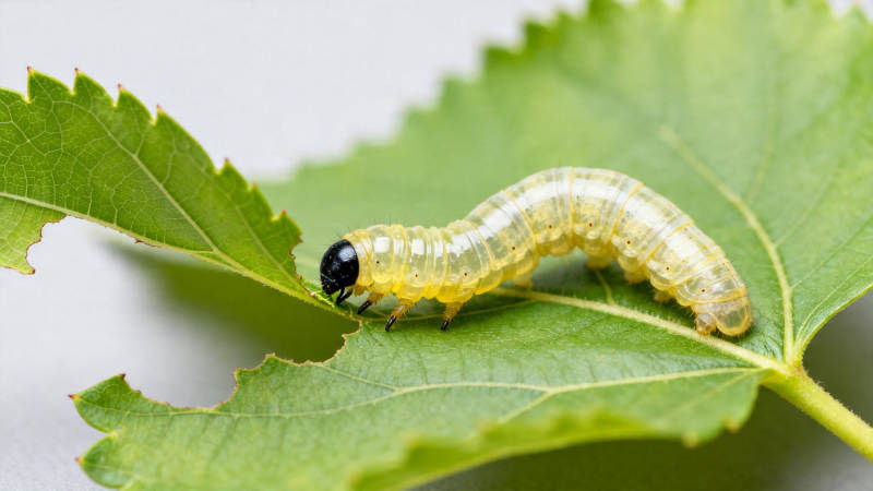 蚕宝宝啃桑叶图片