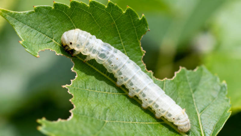 蚕宝宝啃桑叶图片