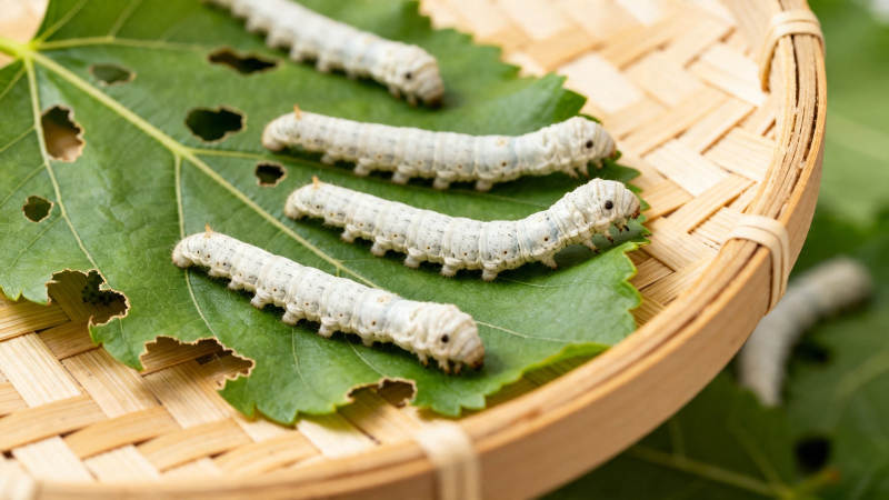 蚕宝宝吃桑叶图片