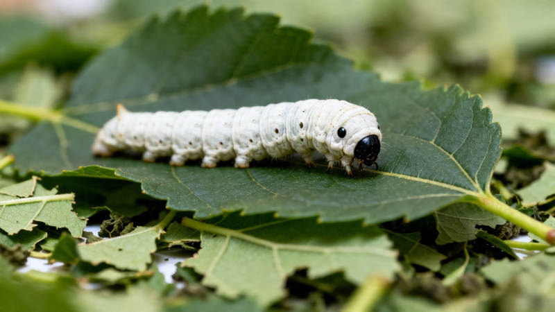 蚕宝宝啃桑叶图片