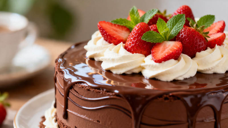 草莓巧克力奶油蛋糕图片