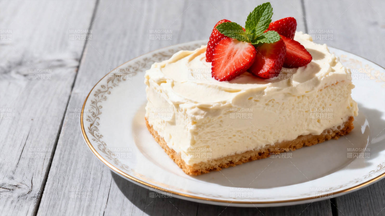 草莓奶油芝士蛋糕 slice图片