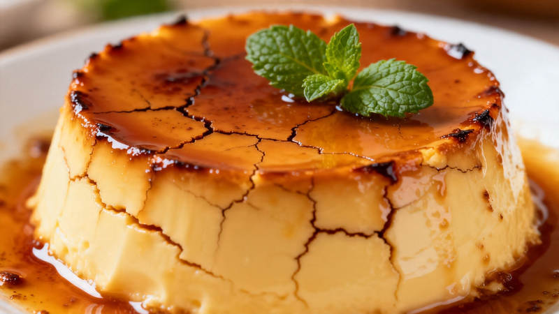 焦糖布丁 薄荷点缀香浓诱人图片