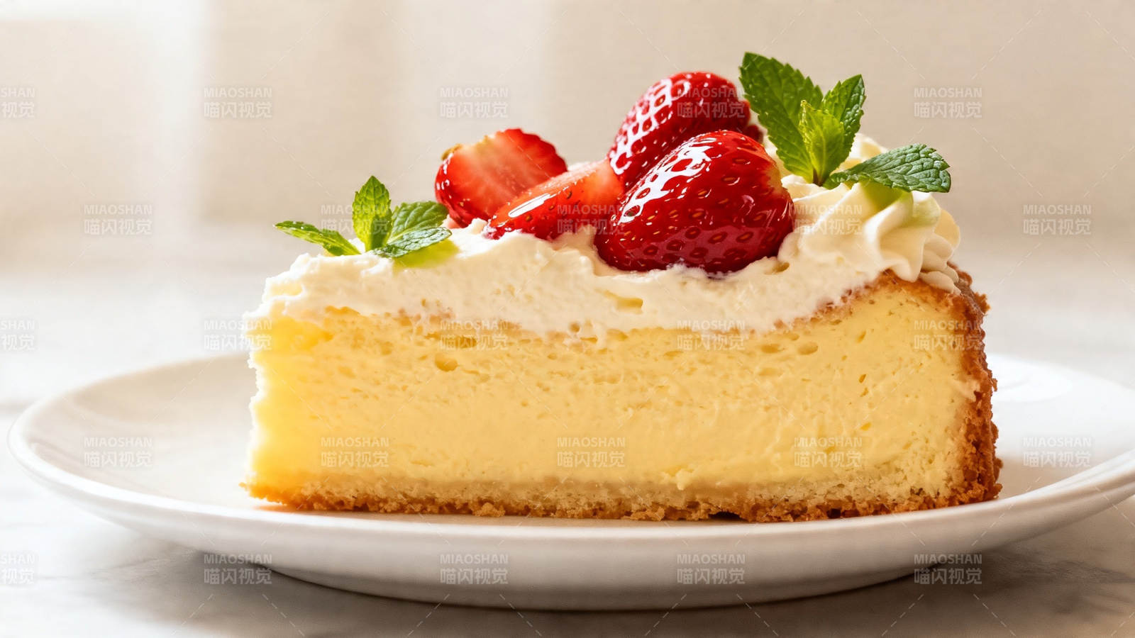 草莓奶油芝士蛋糕 slice图片