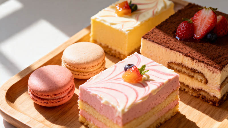 甜点拼盘 马卡龙与蛋糕图片