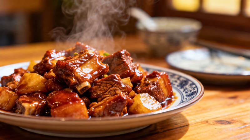 热气腾腾红烧排骨图片