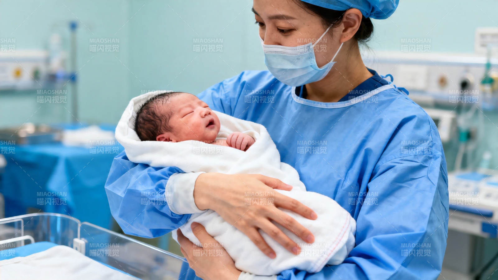 护士抱新生儿 温柔守护生命图片