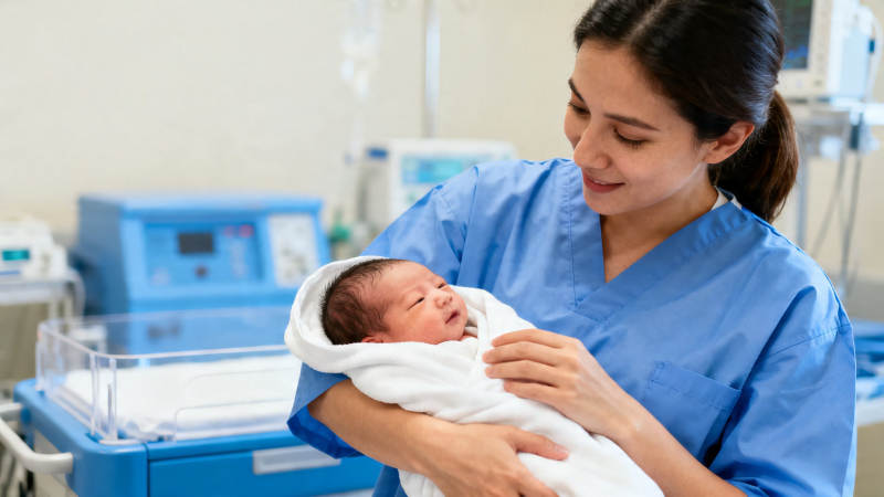 护士抱新生儿 温柔守护图片