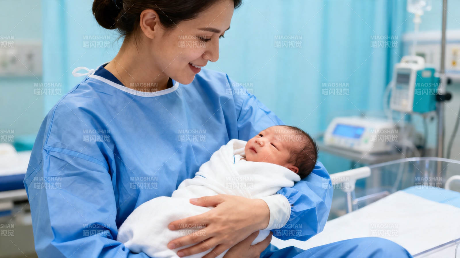 护士怀抱新生儿 温柔守护图片