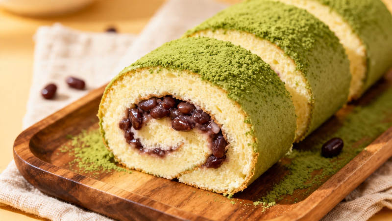 抹茶红豆卷 香甜软糯诱人图片