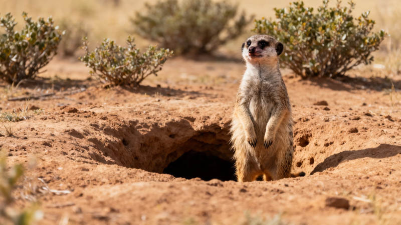 狐獴守洞 警觉望天图片