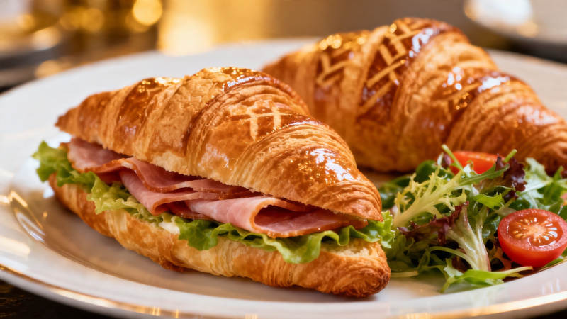 可颂三明治配沙拉图片