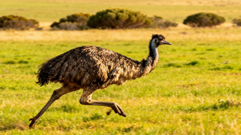 鸸鹋奔跑在草原上图片