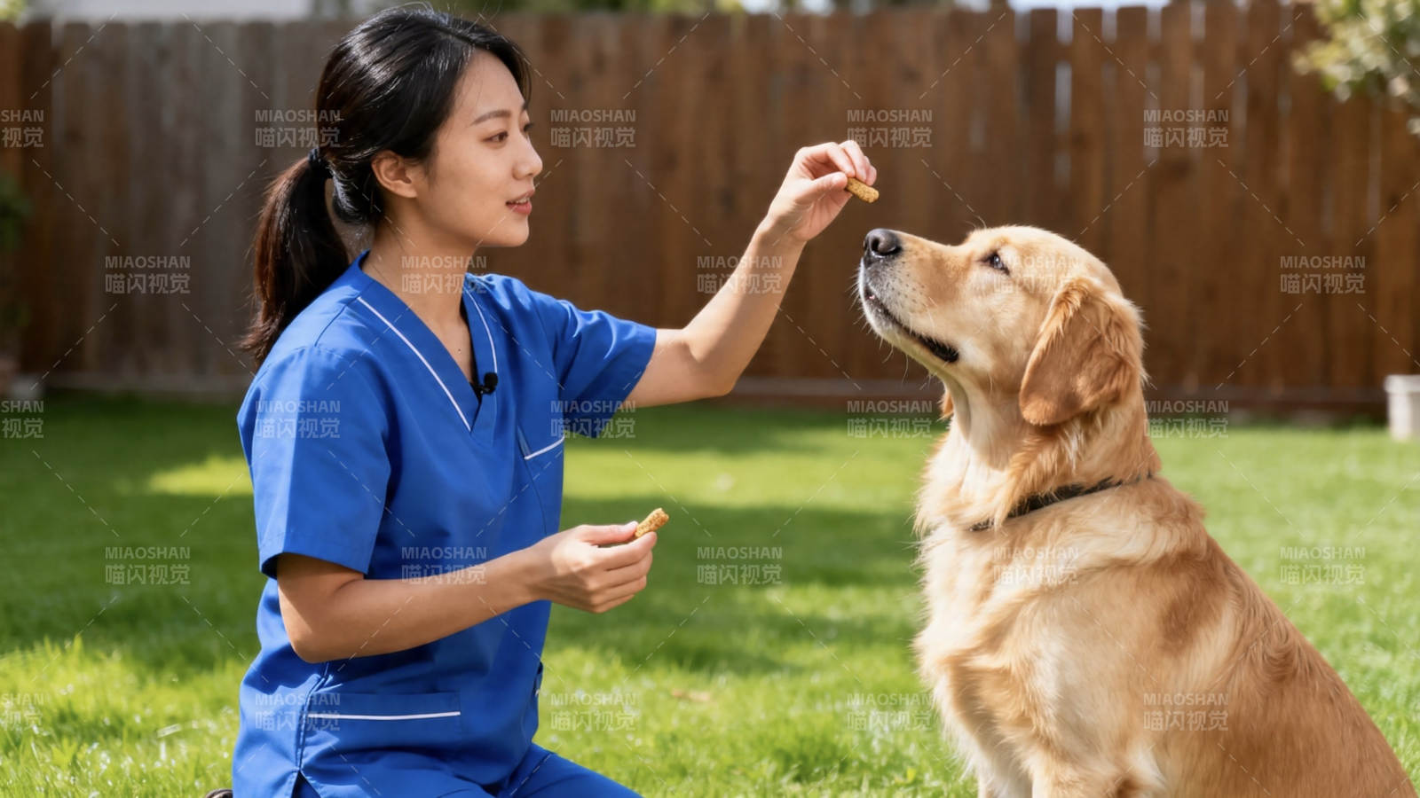 兽医喂金毛犬零食图片