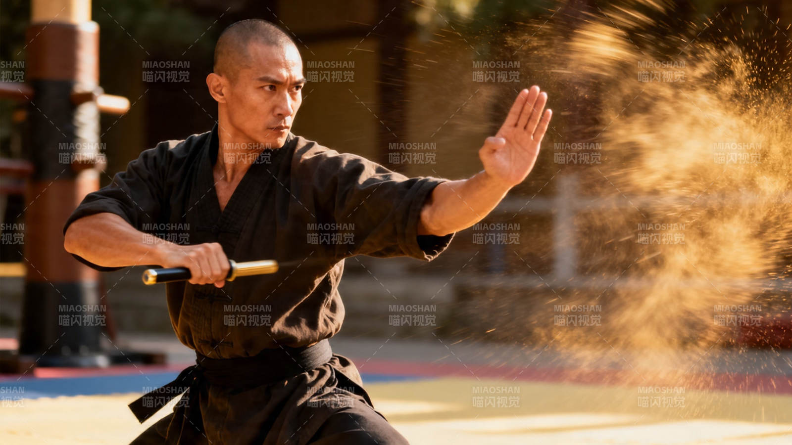 武僧挥刀扬沙 气势如虹图片