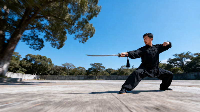 户外练剑 英姿飒爽图片