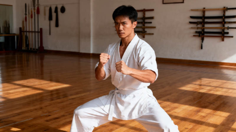 武者练拳 阳光洒道场图片