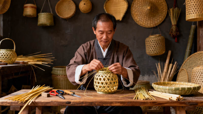 匠人竹编 巧手织梦图片