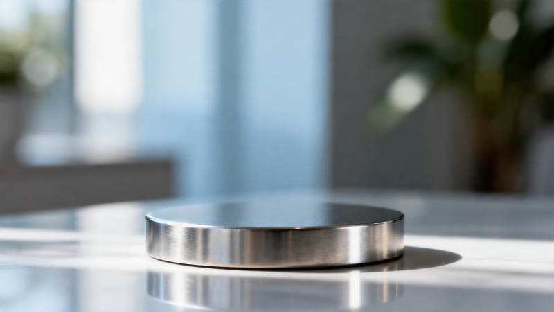 金属圆盘静置桌面图片