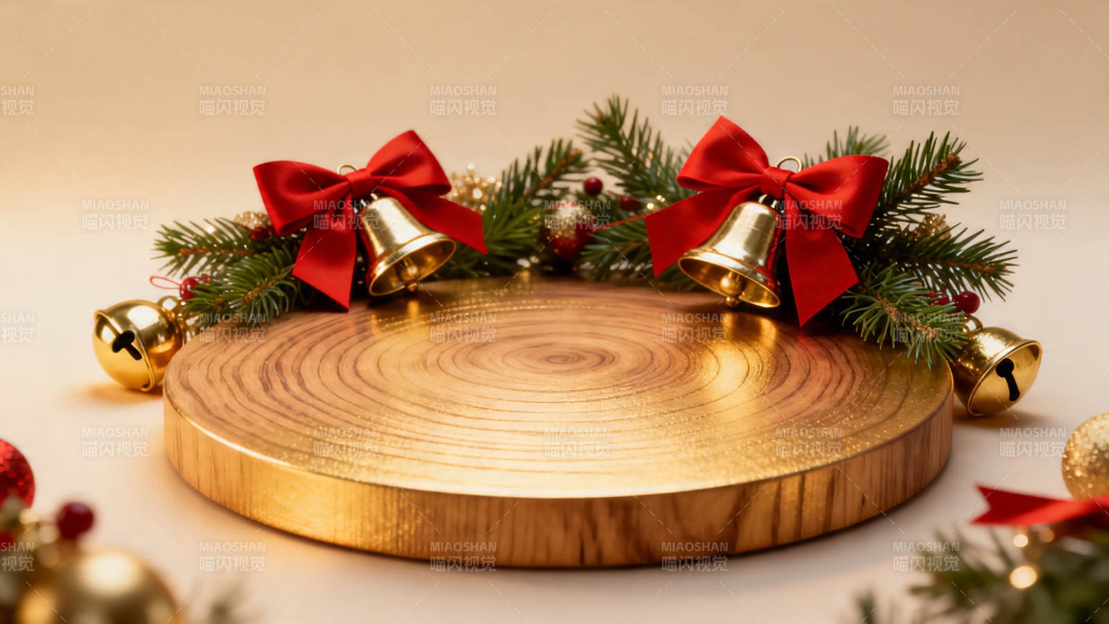圣诞金铃木盘装饰图片