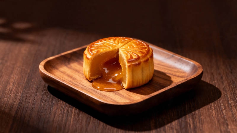 流心月饼 金黄诱人图片