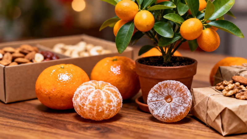 柑橘坚果暖冬桌景图片