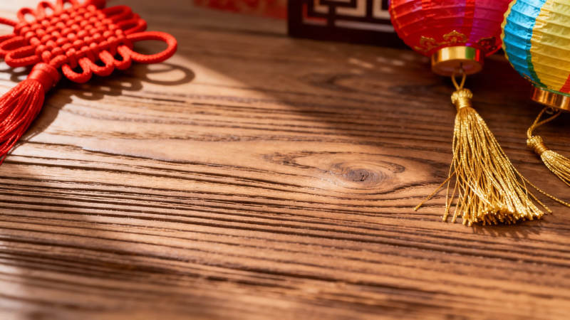 春节装饰 中国结与彩灯笼图片