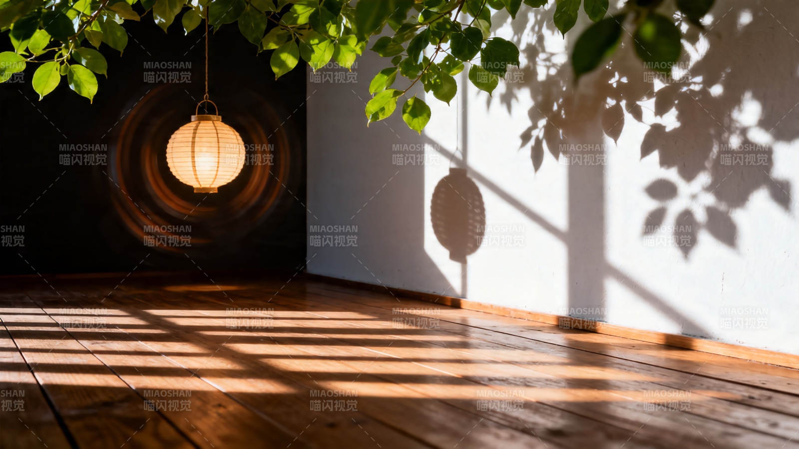 光影斑驳 叶影婆娑静室图片