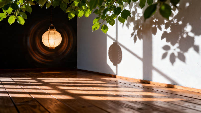 光影斑驳 叶影婆娑静室图片