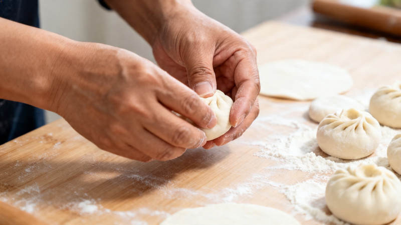 手工包制小笼包图片