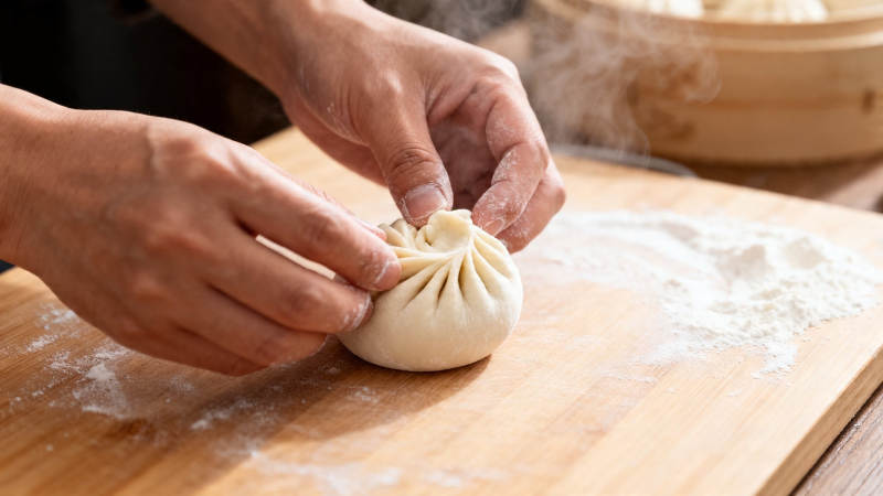 巧手捏出香喷喷小笼包图片