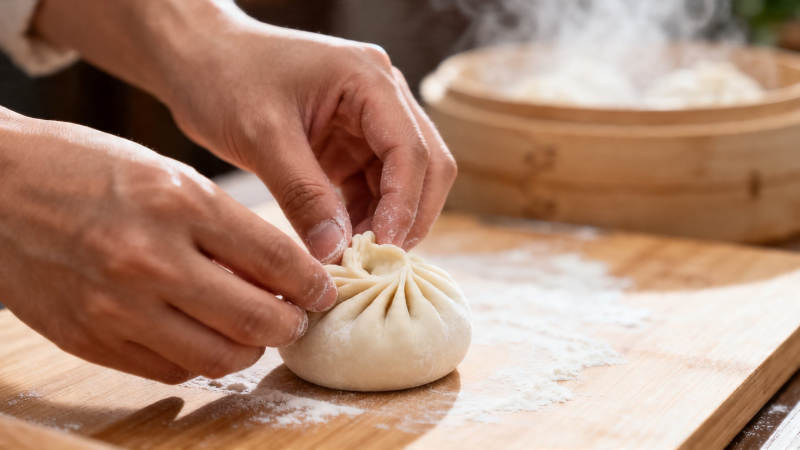 巧手捏出热腾腾包子图片