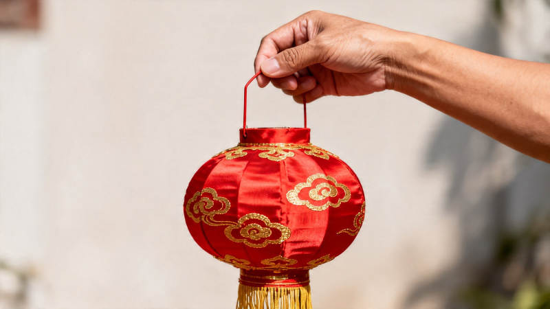 手提红灯笼 喜庆迎佳节图片