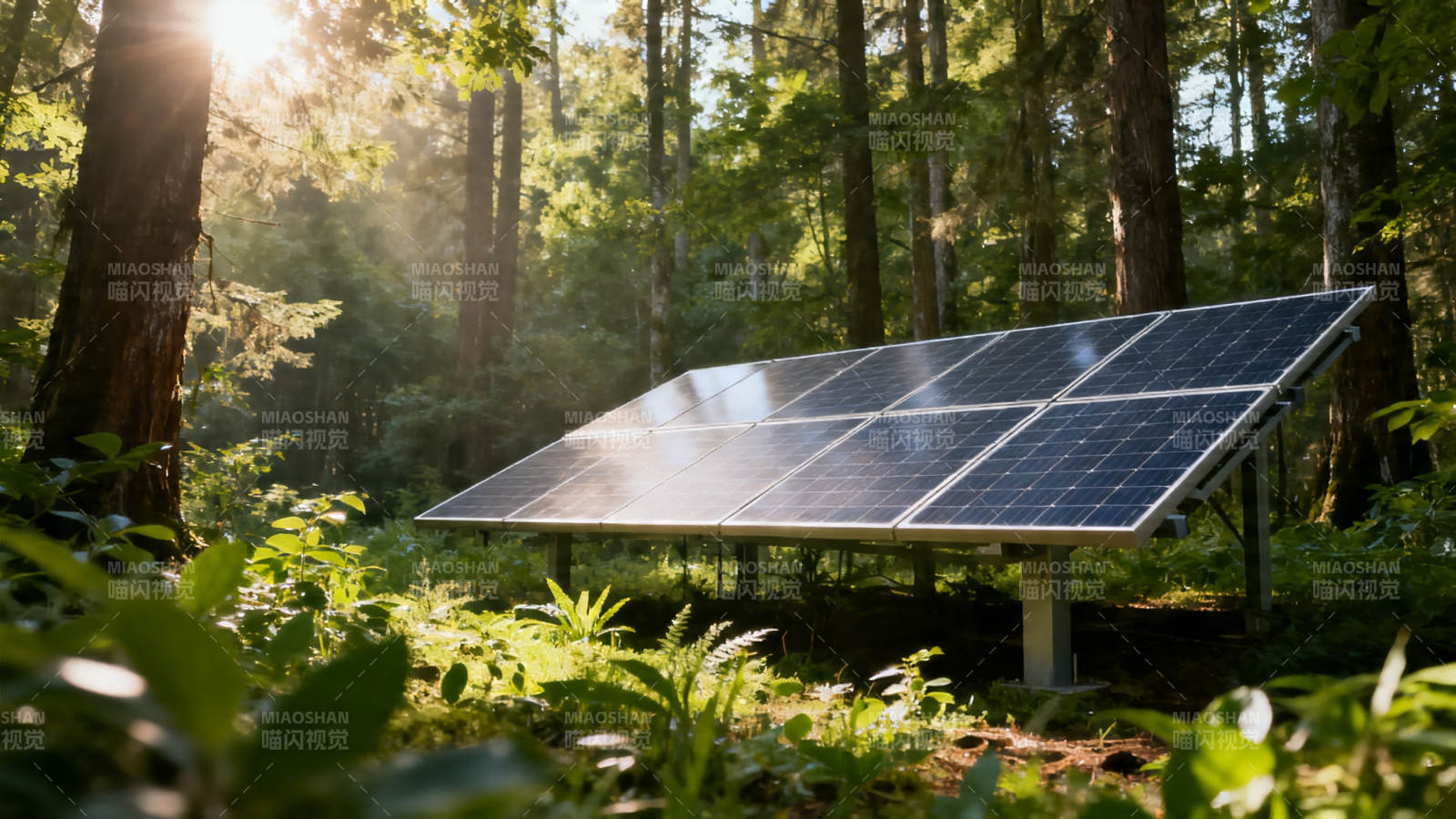 森林中的太阳能板图片