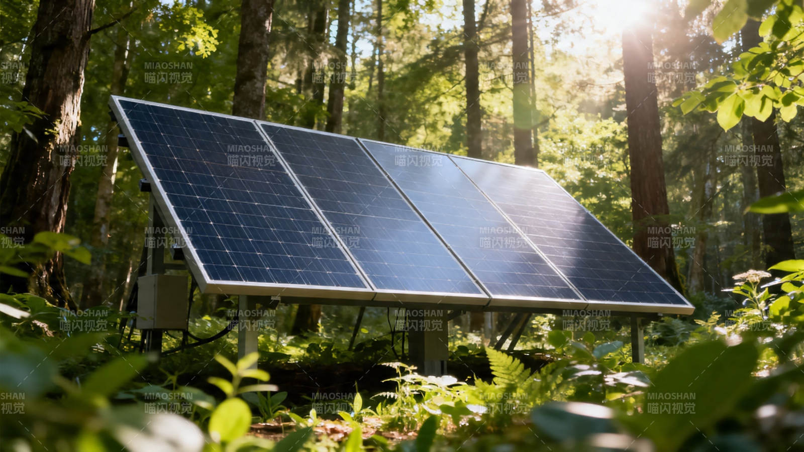 林间太阳能板 绿能共生图片
