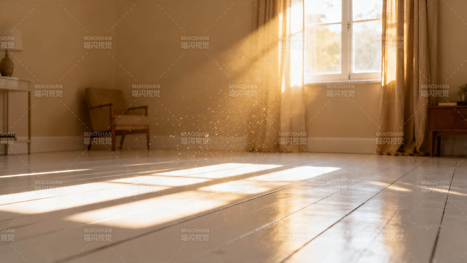 阳光洒满静谧房间图片