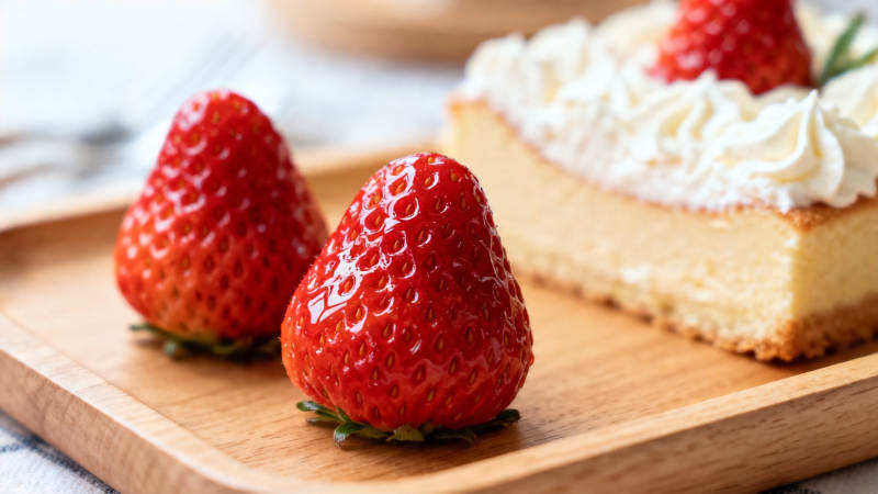 草莓奶油蛋糕配鲜果图片