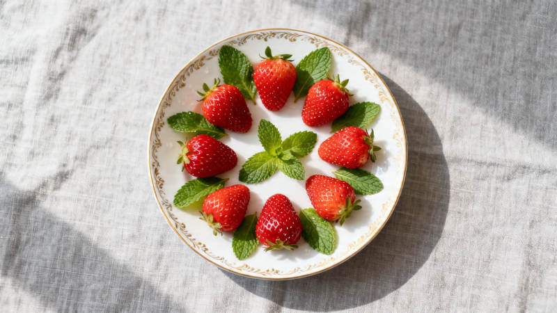 草莓薄荷盘 清新夏日味图片