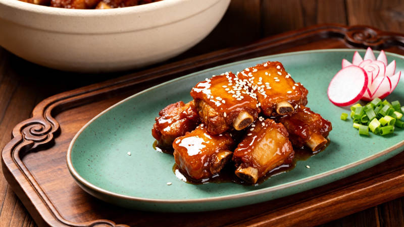 糖醋排骨配萝卜花图片