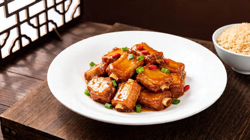 红烧排骨配米饭 香浓诱人图片