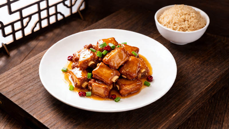 红烧排骨配米饭 香浓诱人图片